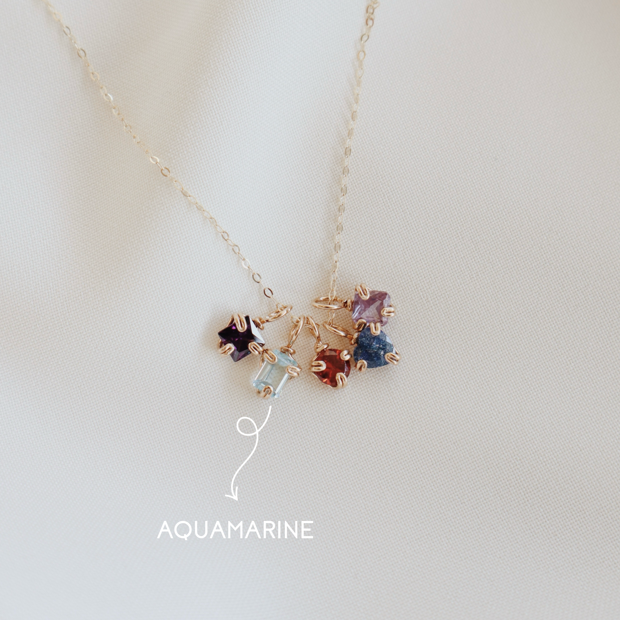 Tiny Gemstone Necklace PeacePiecesJewelry