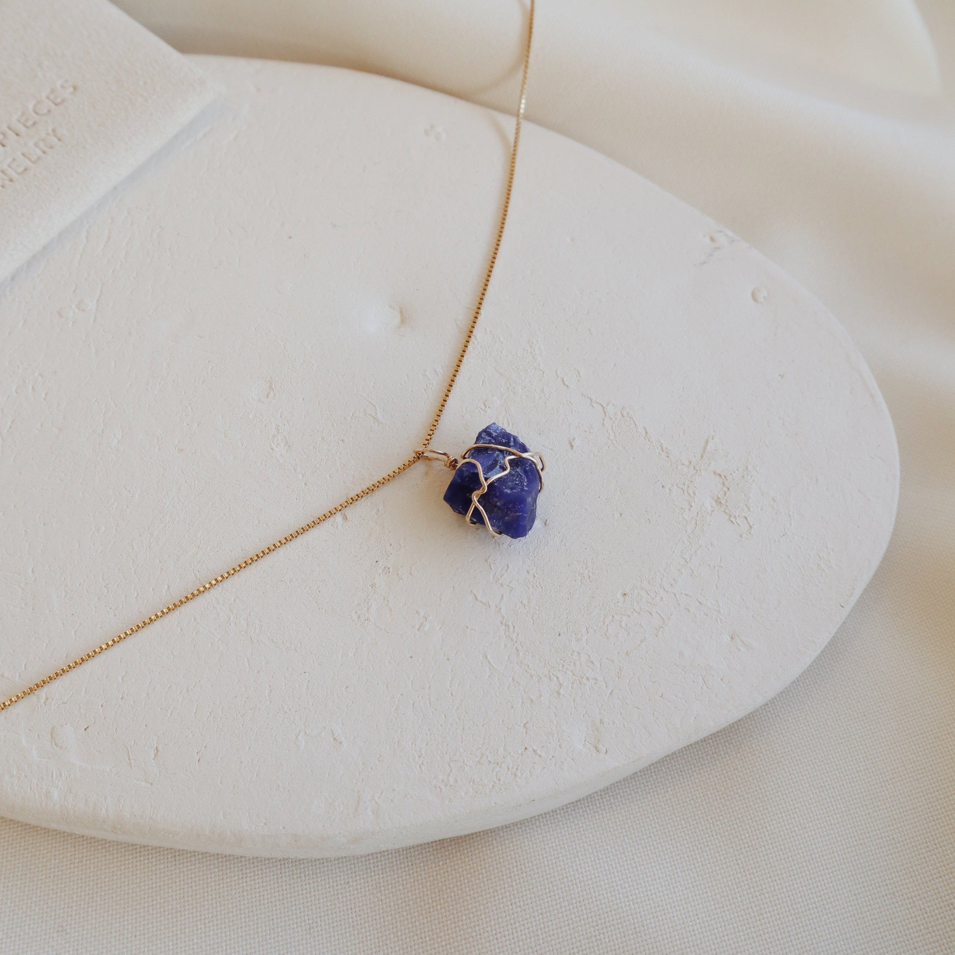 Raw Sapphire Necklace PeacePiecesJewelry