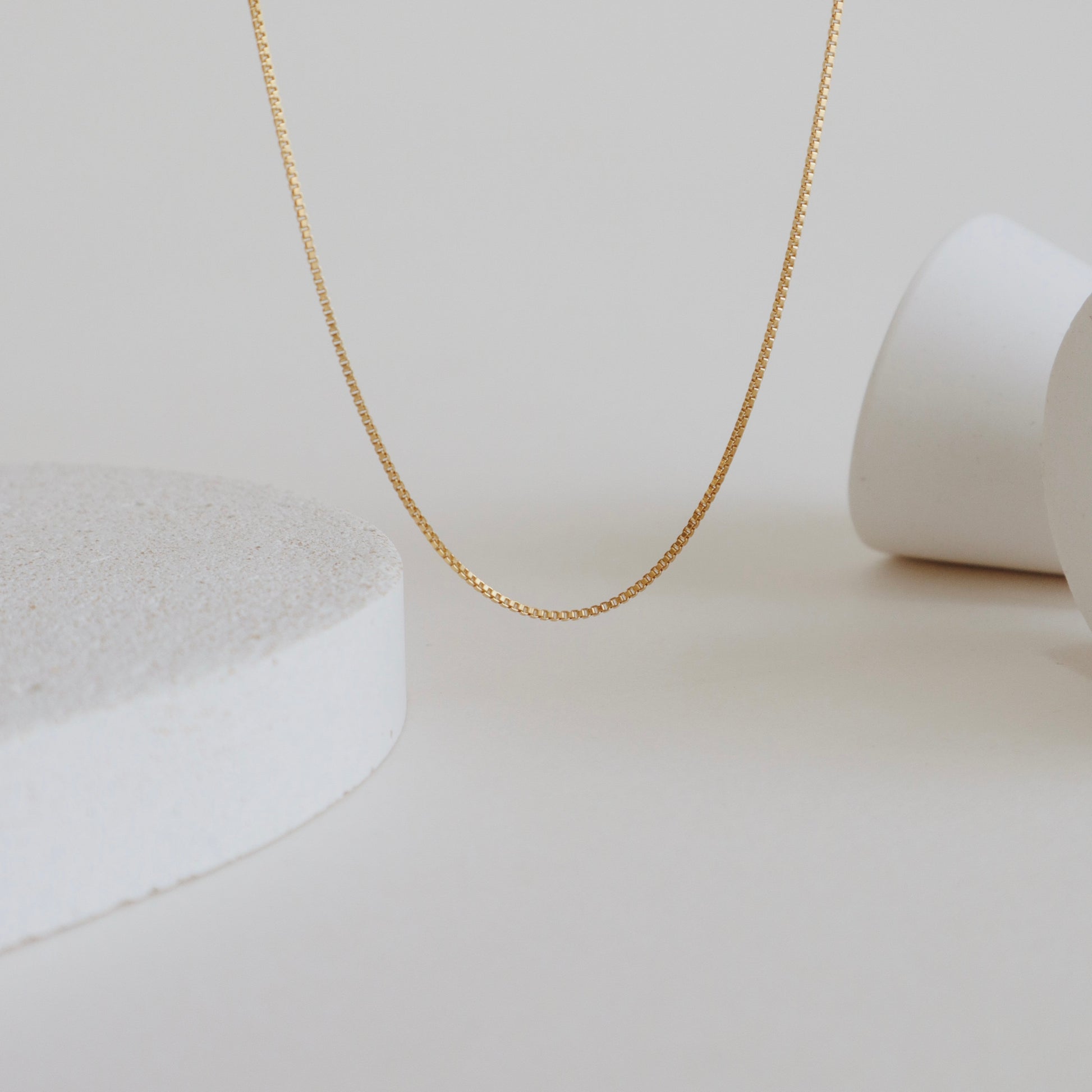 Box Chain Gold Necklace - PeacePiecesJewelry