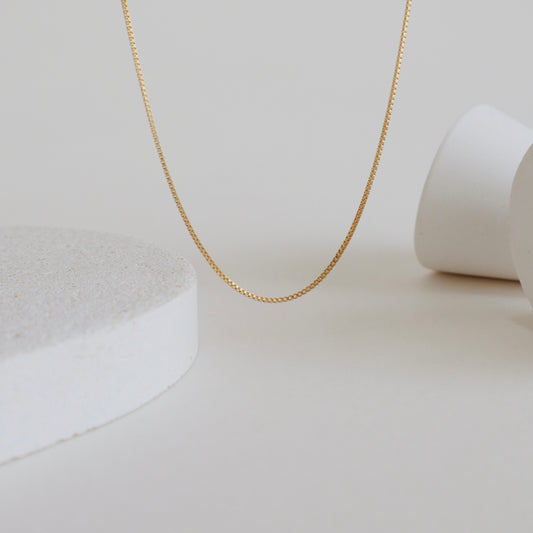 Box Chain Gold Necklace - PeacePiecesJewelry