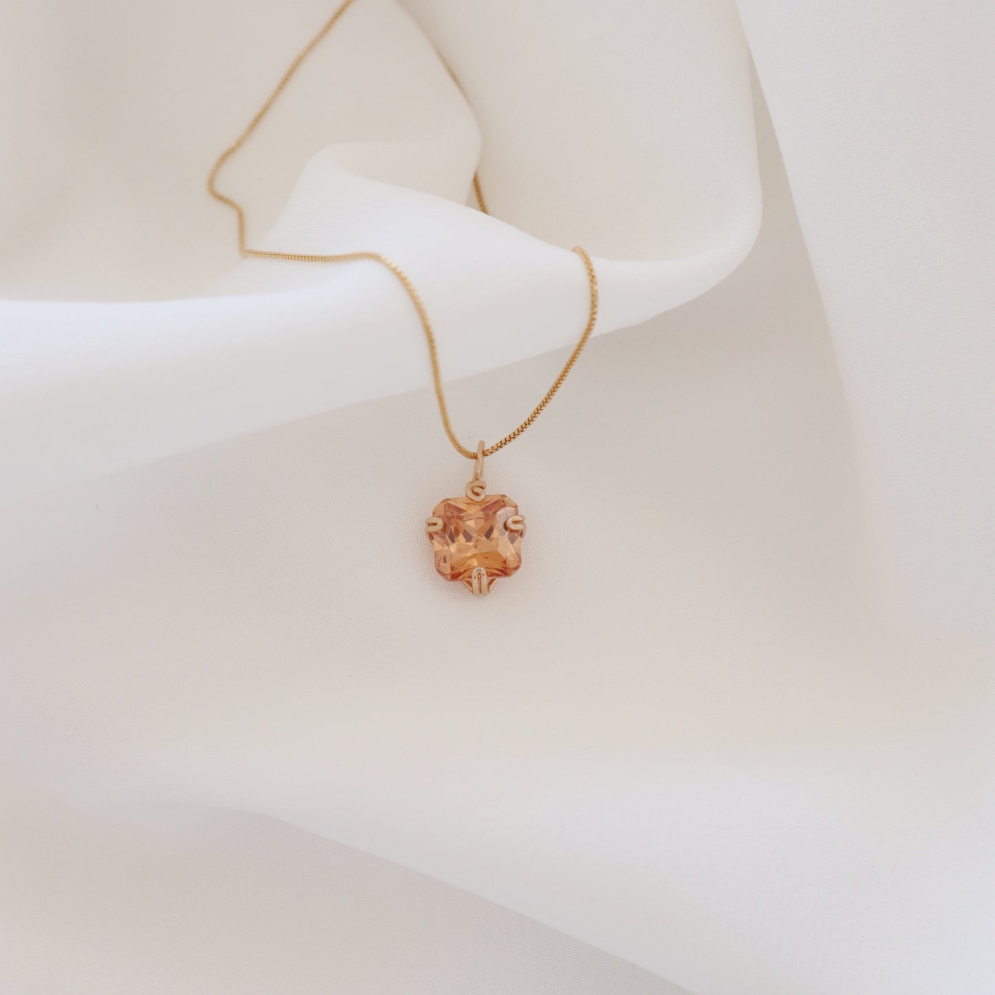 Square Imperial Topaz Gemstone Necklace