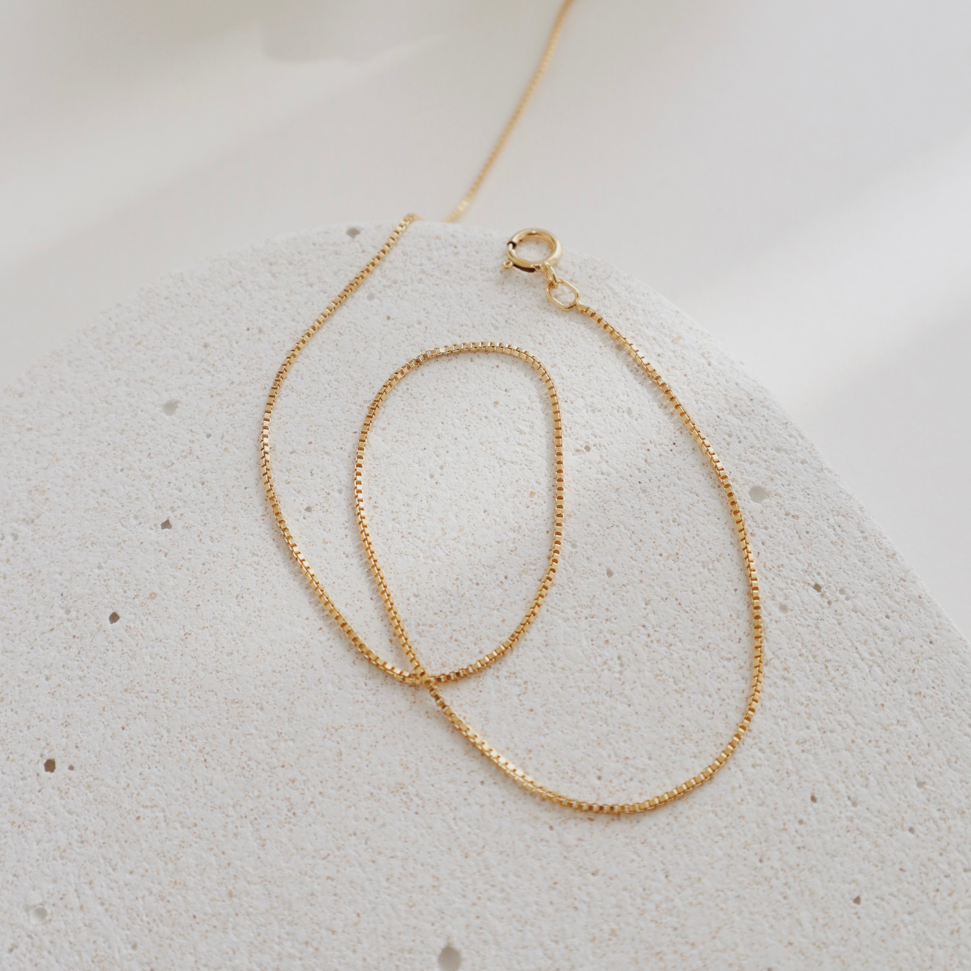 Box Chain Gold Necklace - PeacePiecesJewelry