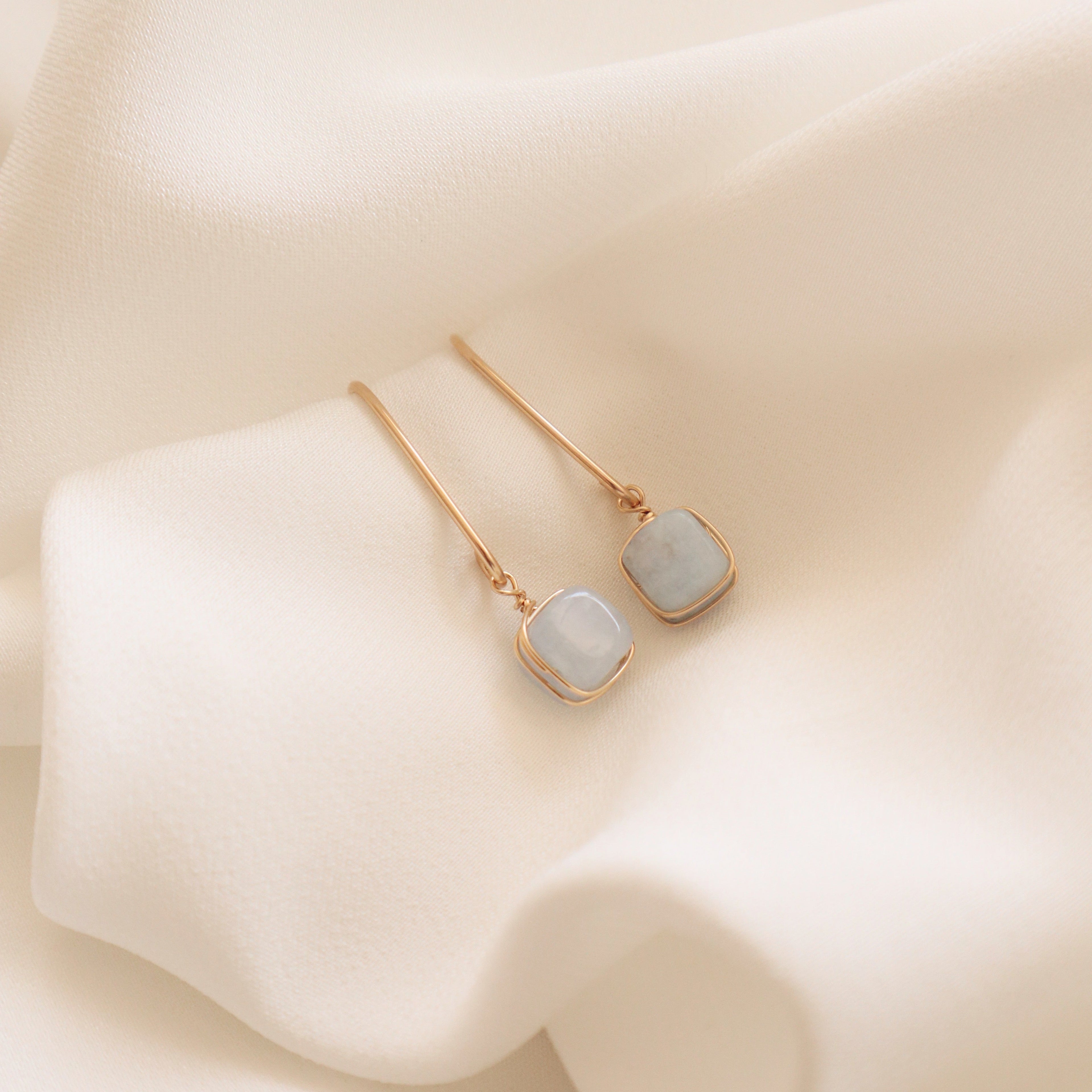 Square Aquamarine Earrings Peace Pieces Jewelry