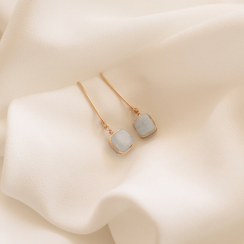 Square Aquamarine Earrings Peace Pieces Jewelry