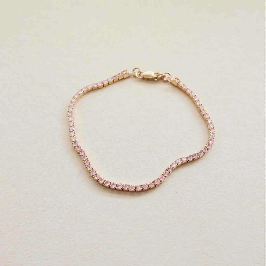 Tennis Bracelet Rose Pink Gold PeacePiecesJewelry
