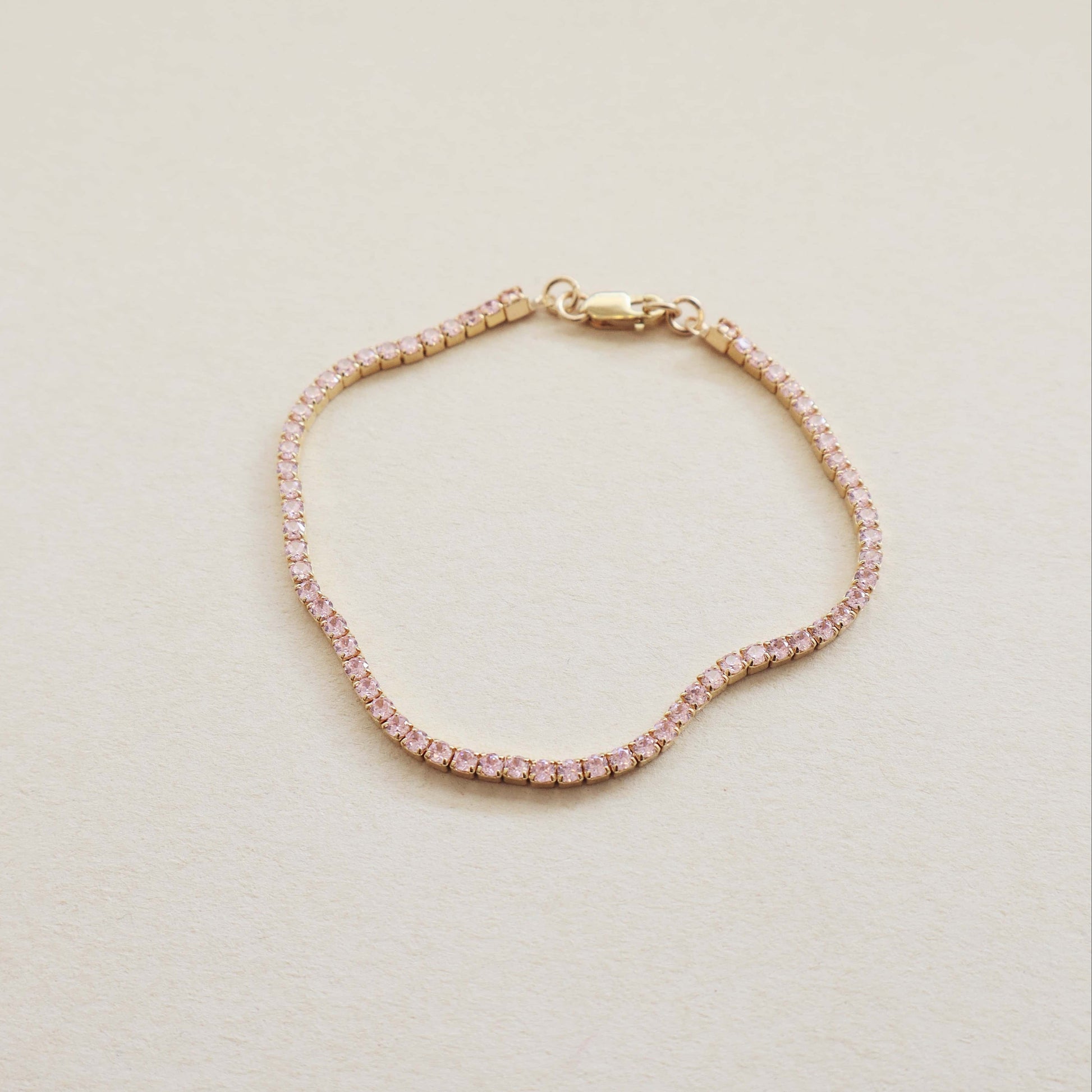 Tennis Bracelet Rose Pink Gold PeacePiecesJewelry