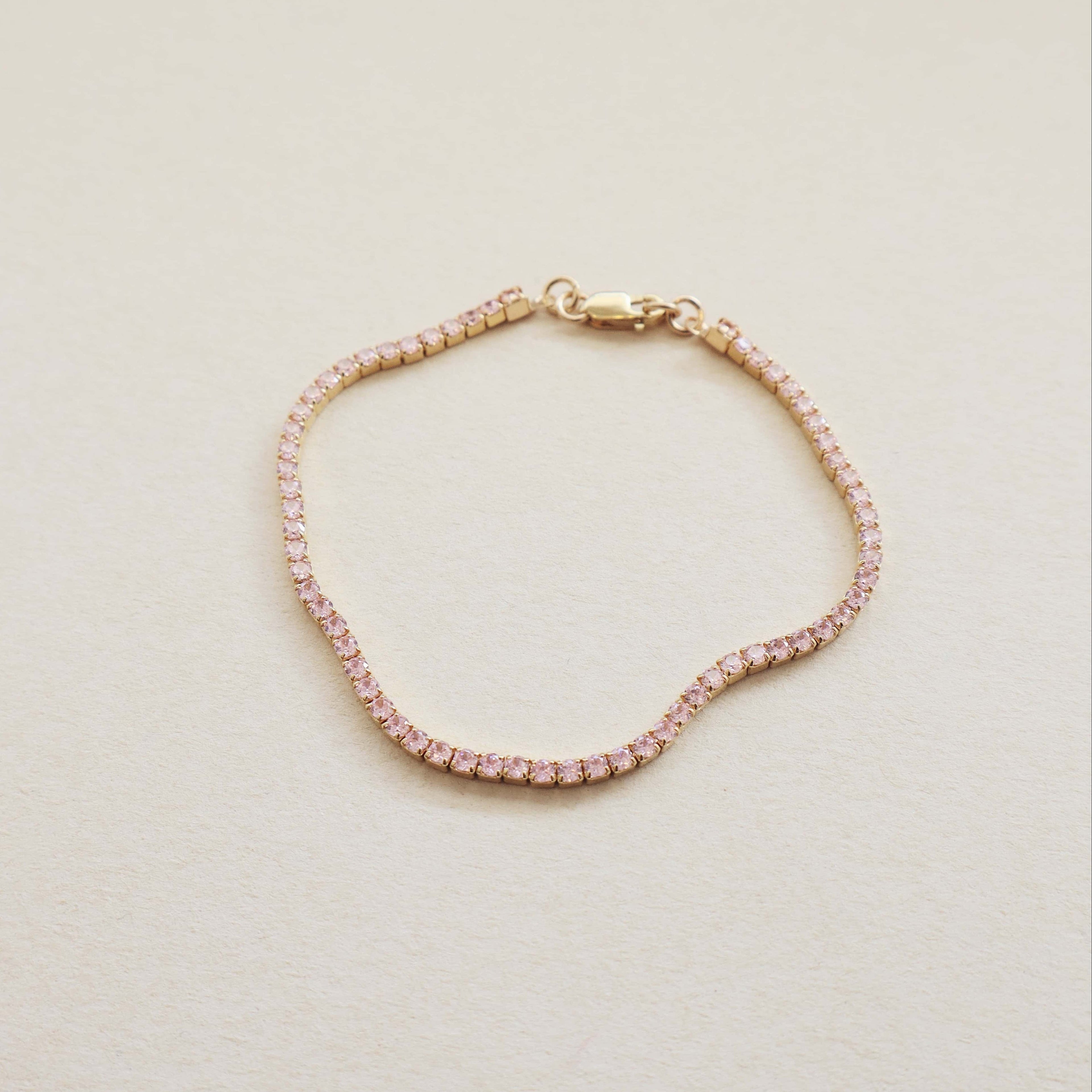 Tennis Bracelet Rose Pink Gold PeacePiecesJewelry