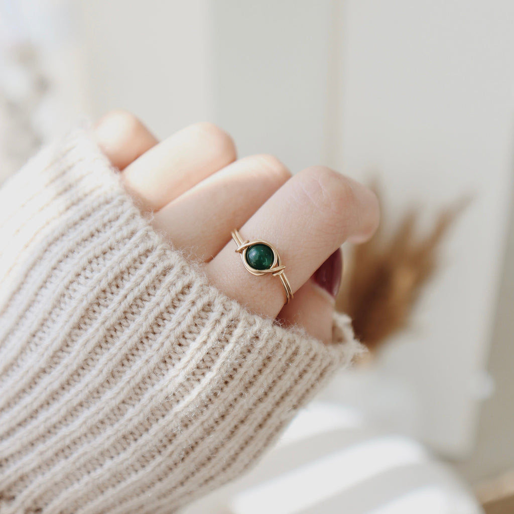 Agate Dark Green Ring PeacePiecesJewelry