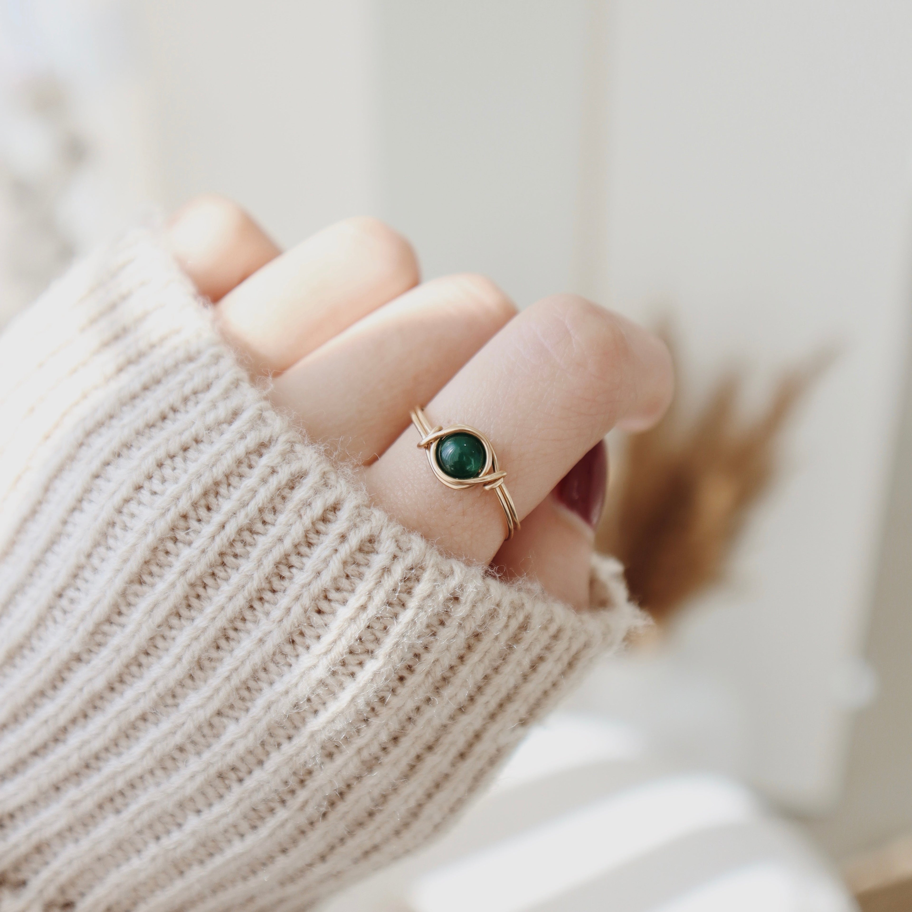 Agate Dark Green Ring PeacePiecesJewelry