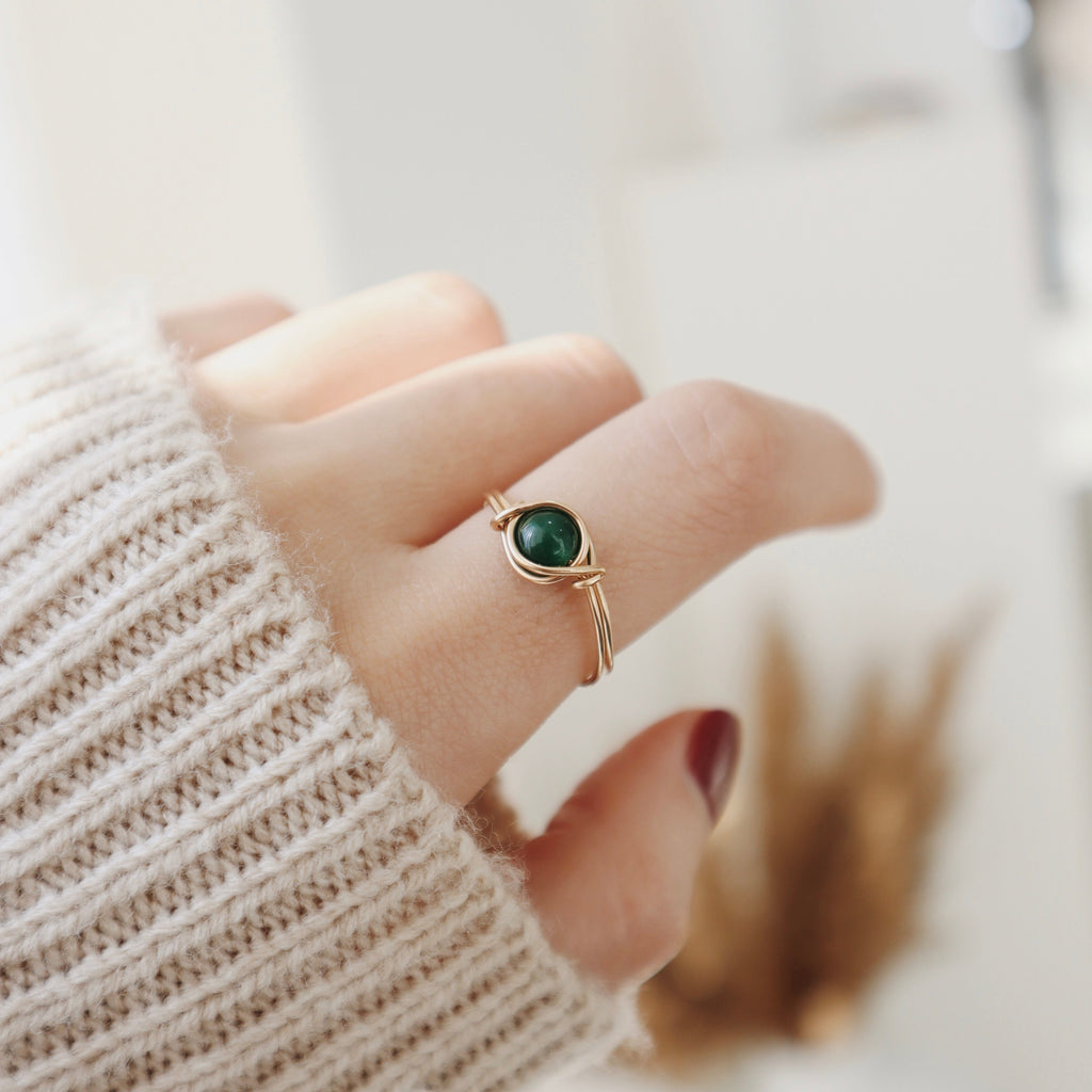 Agate Dark Green Ring PeacePiecesJewelry