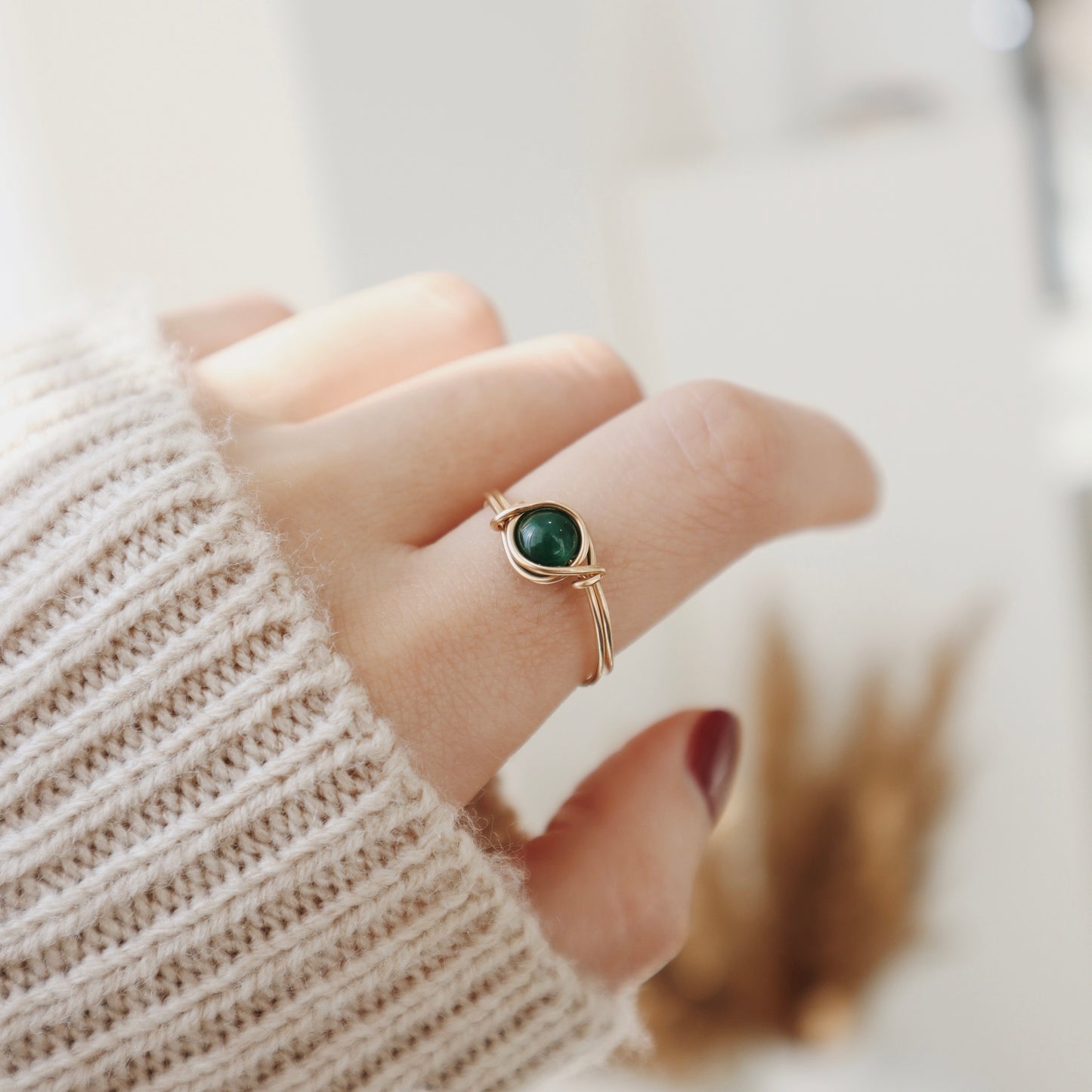 Agate Dark Green Ring