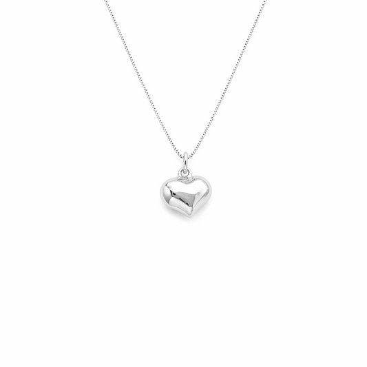 Puffy Heart Silver Necklace - PeacePiecesJewelry